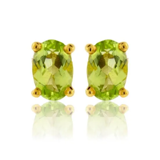 Oval Cut Peridot Stud Earrings