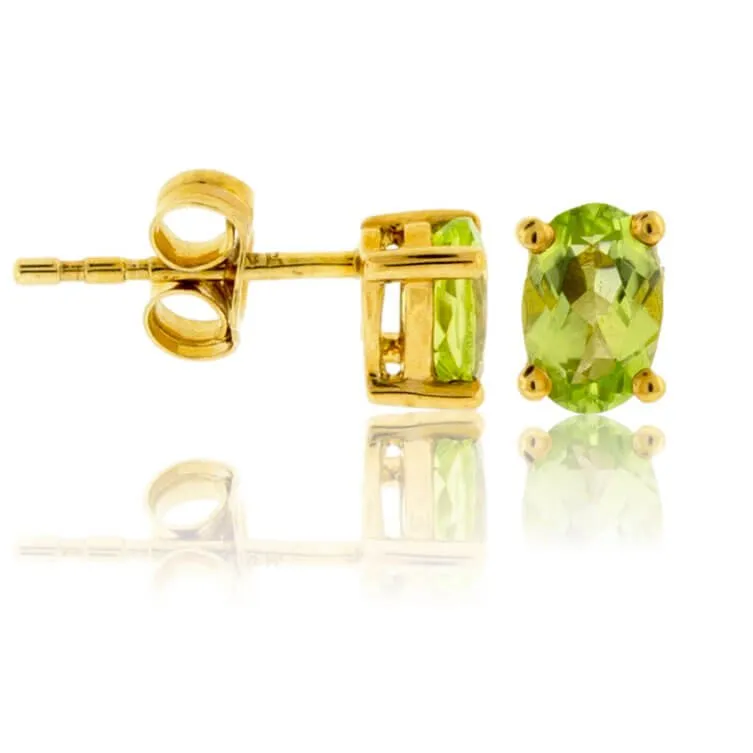 Oval Cut Peridot Stud Earrings