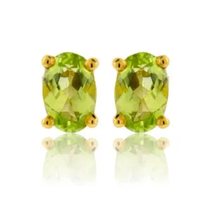 Oval Cut Peridot Stud Earrings