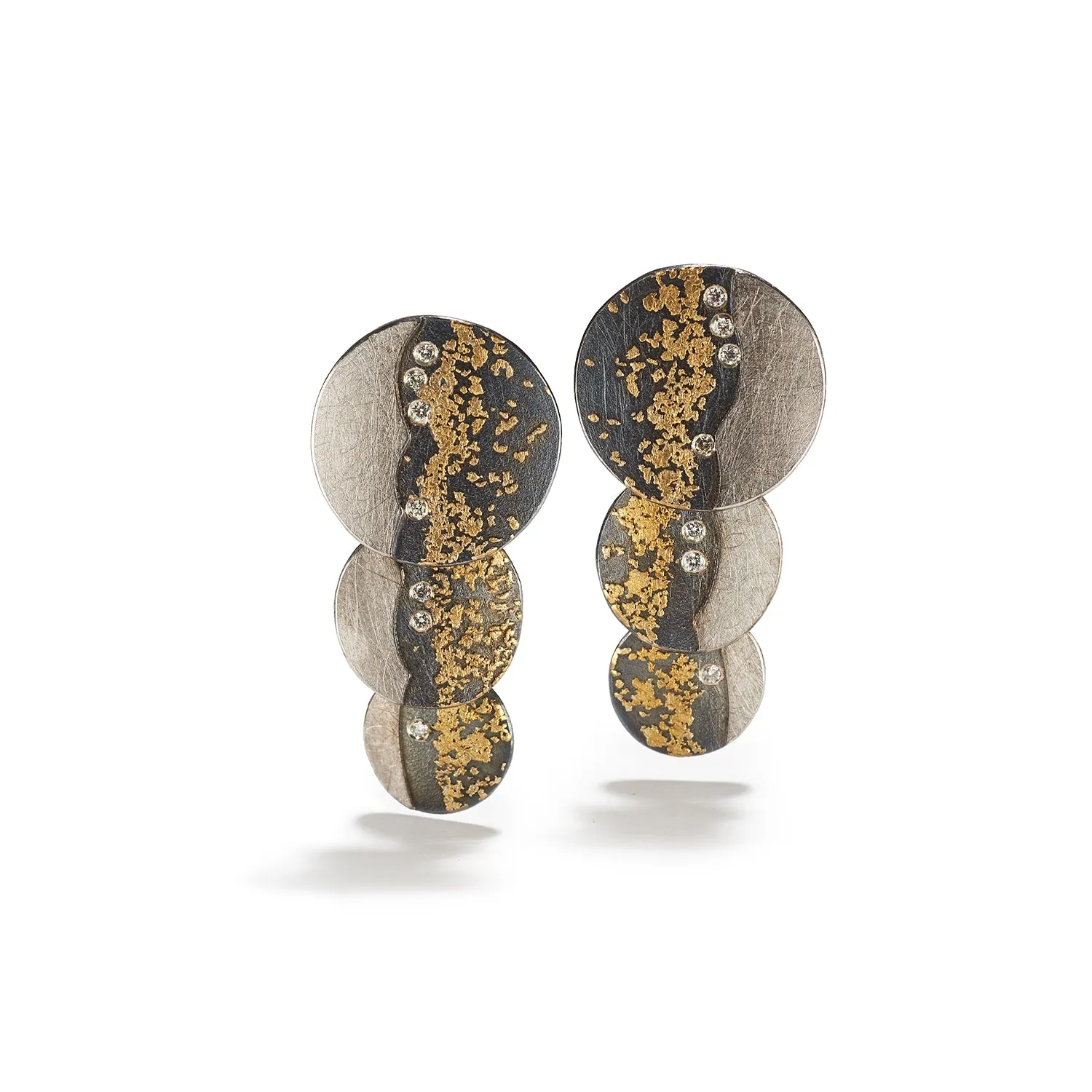 Palladium & Gold Disk Earrings