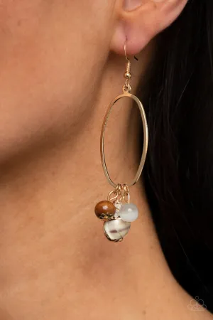 Paparazzi Accessories - Golden Grotto - White Earrings