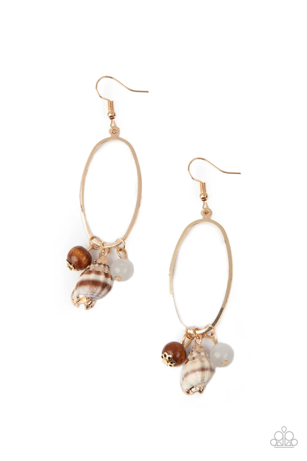 Paparazzi Accessories - Golden Grotto - White Earrings