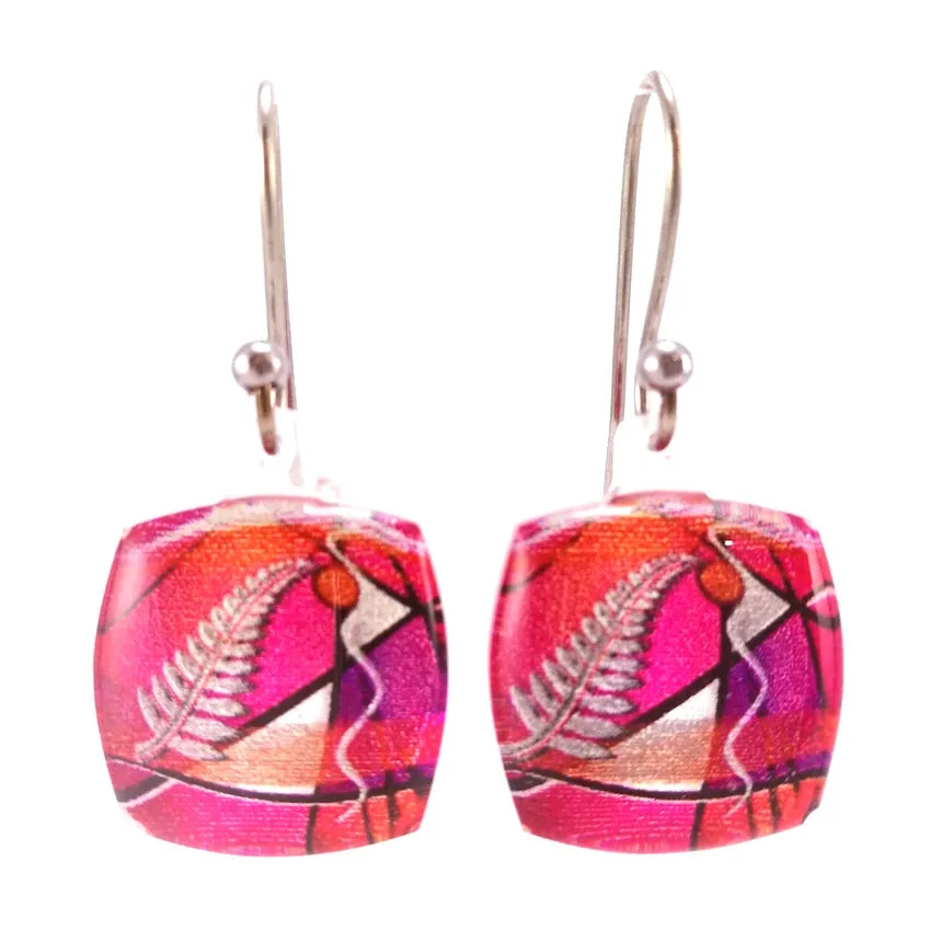 Pink Exotic Fern Earrings