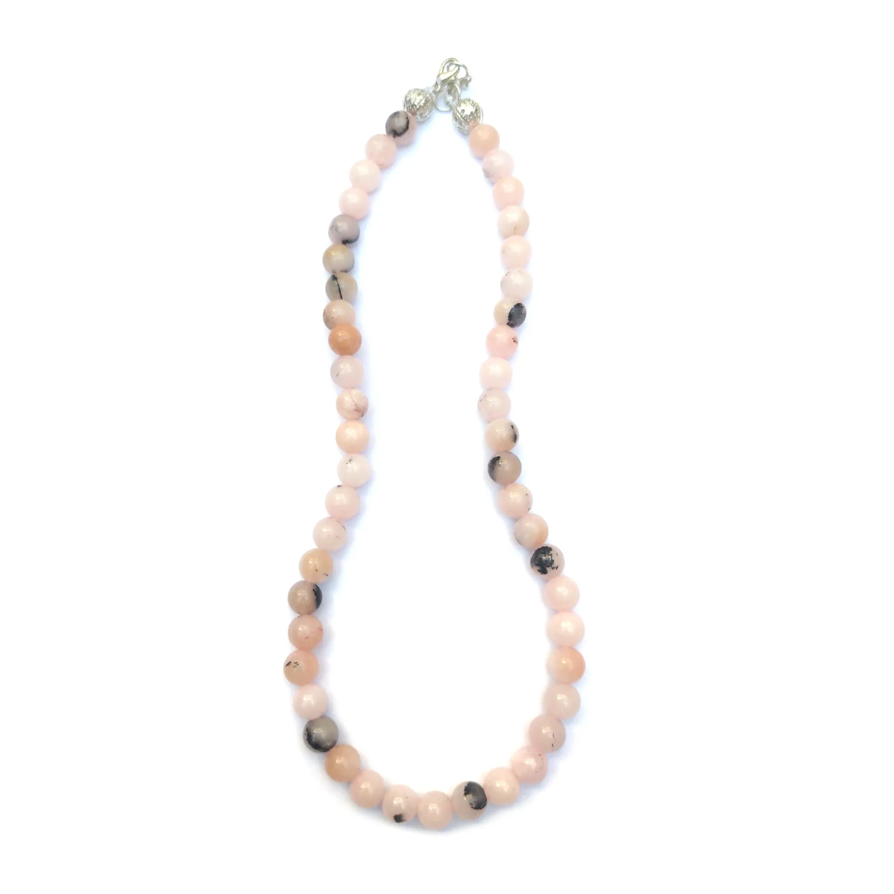 Pink Opal Crystal Round Beads Necklace 15 Inches, 8mm Beads (Semi-Precious Mala)