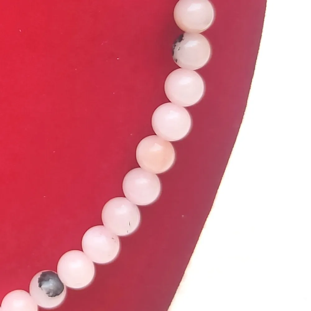 Pink Opal Crystal Round Beads Necklace 15 Inches, 8mm Beads (Semi-Precious Mala)