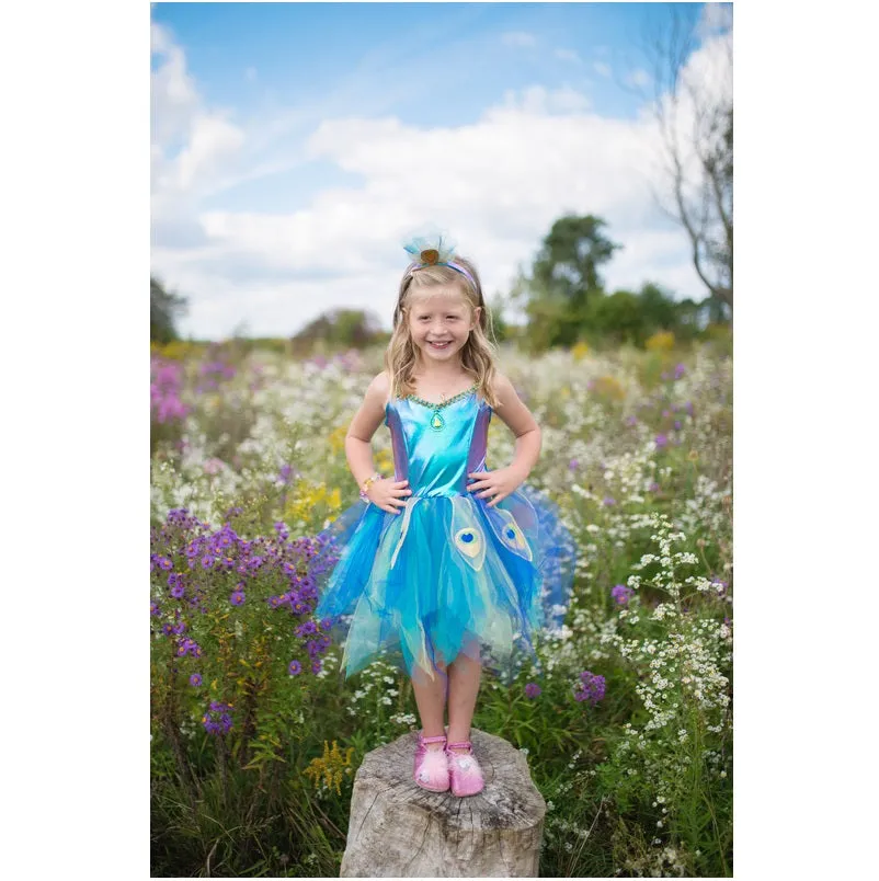 Pretty Peacock Dress and Headband - Size 5-6