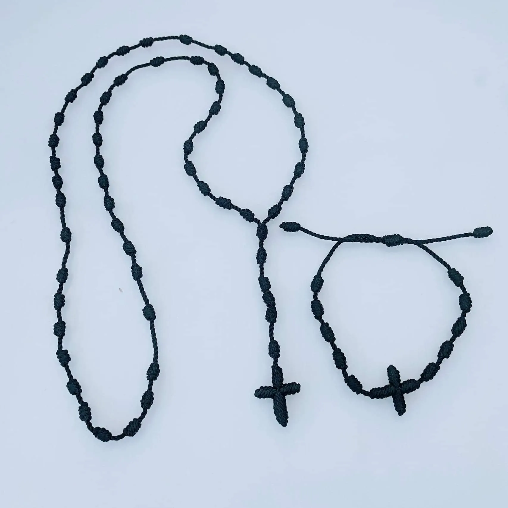 Rosary cross cord necklace   bracelet