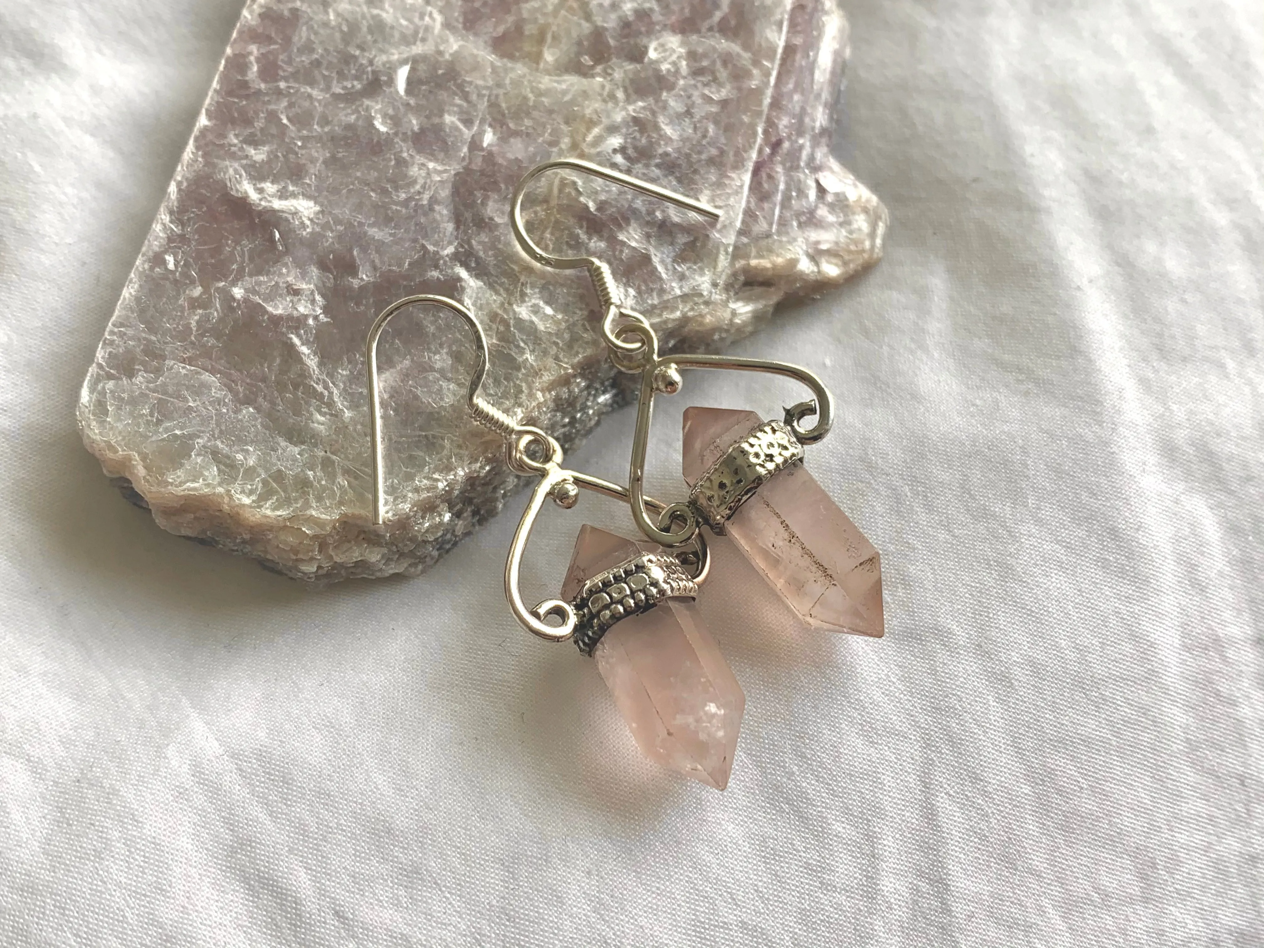 Rose Quartz Damar Earrings