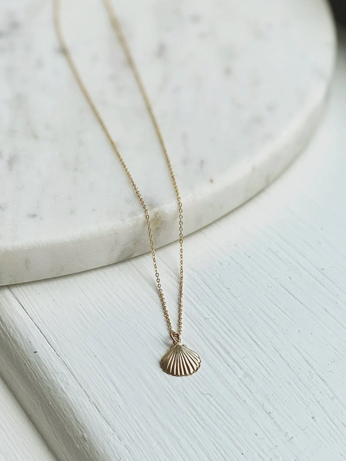 Seashell Necklace, Gold Filled