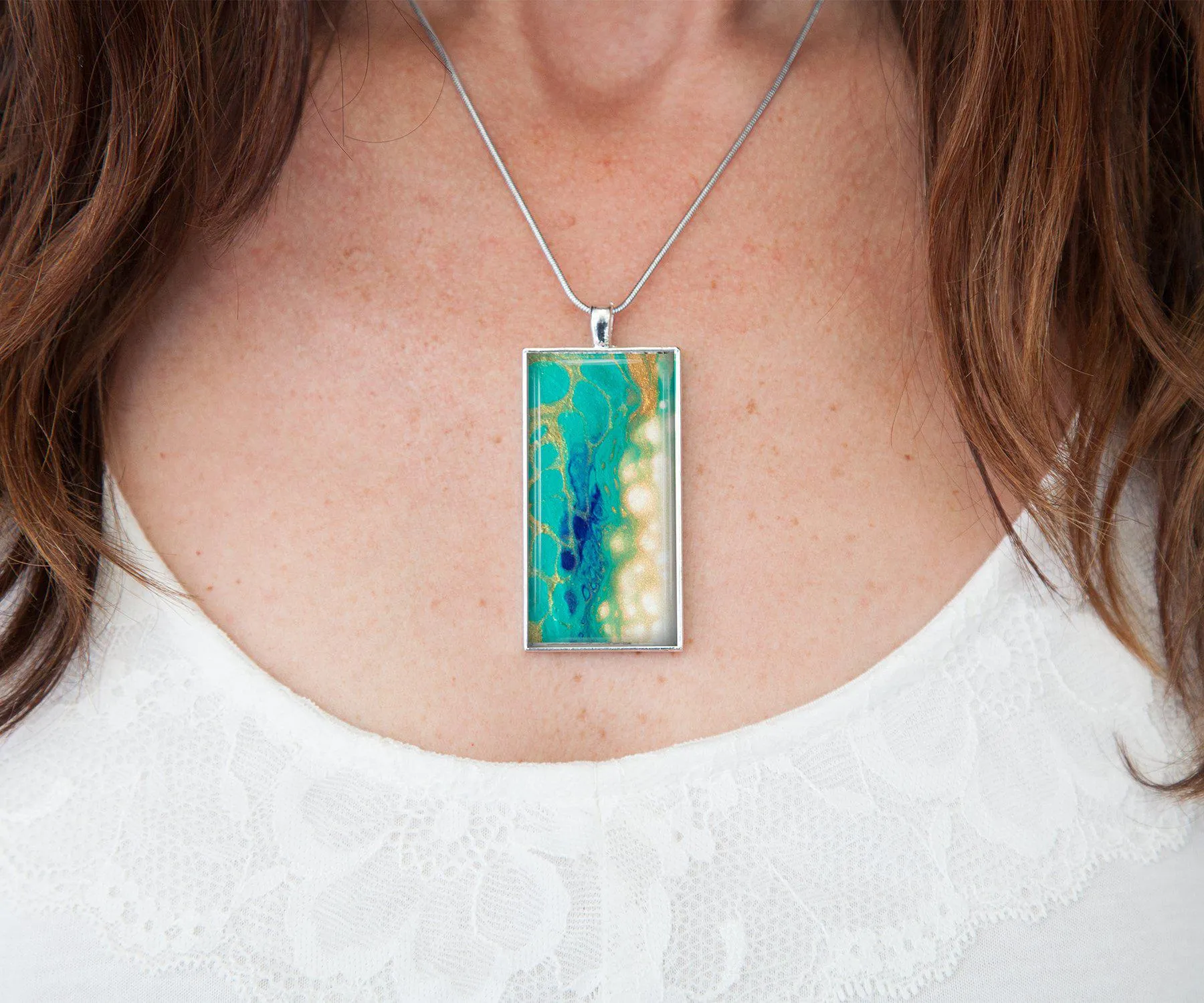 Seaside Glow Rectangle Necklace | Beach Jewelry