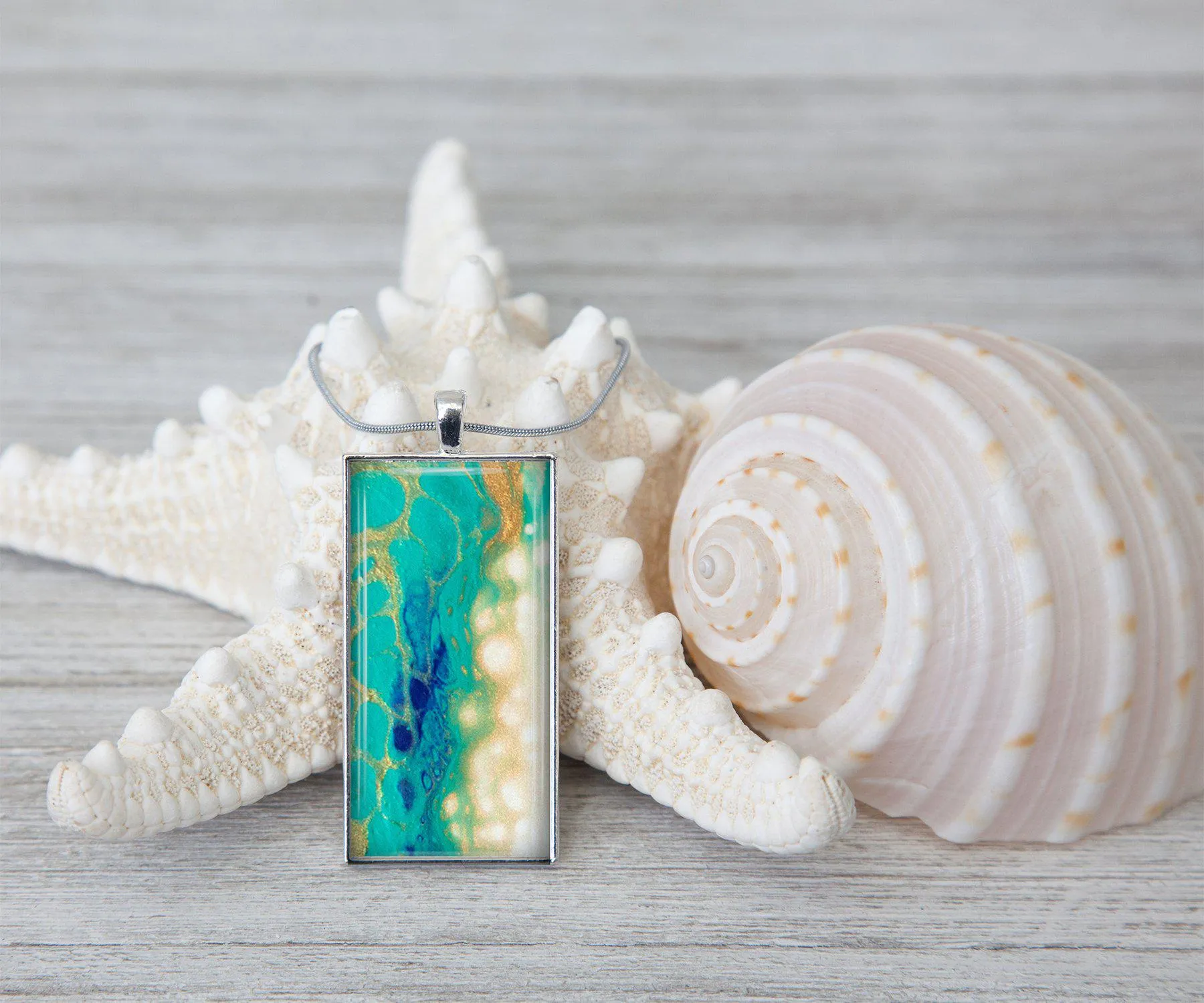 Seaside Glow Rectangle Necklace | Beach Jewelry