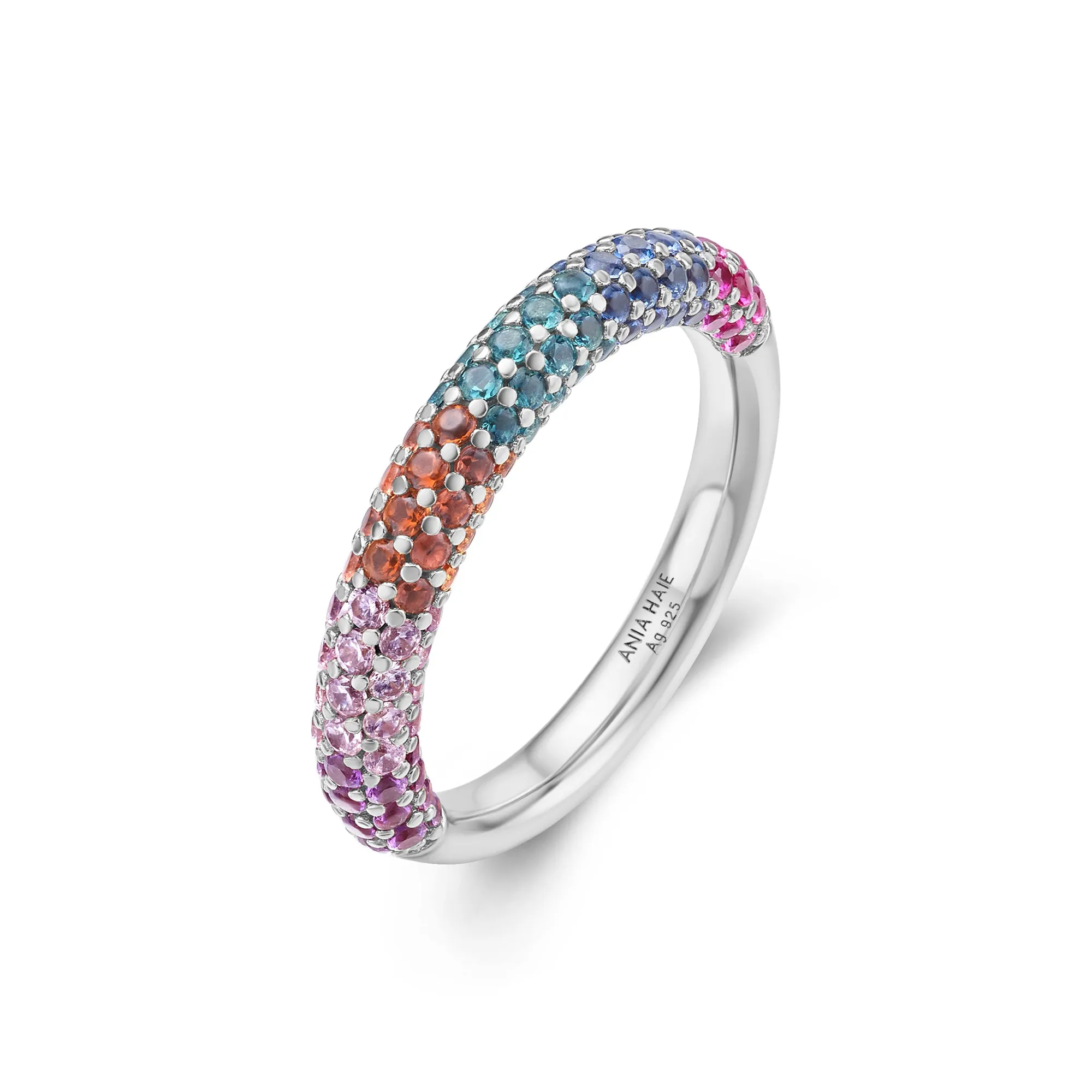 Silver Rainbow Pavé Ring