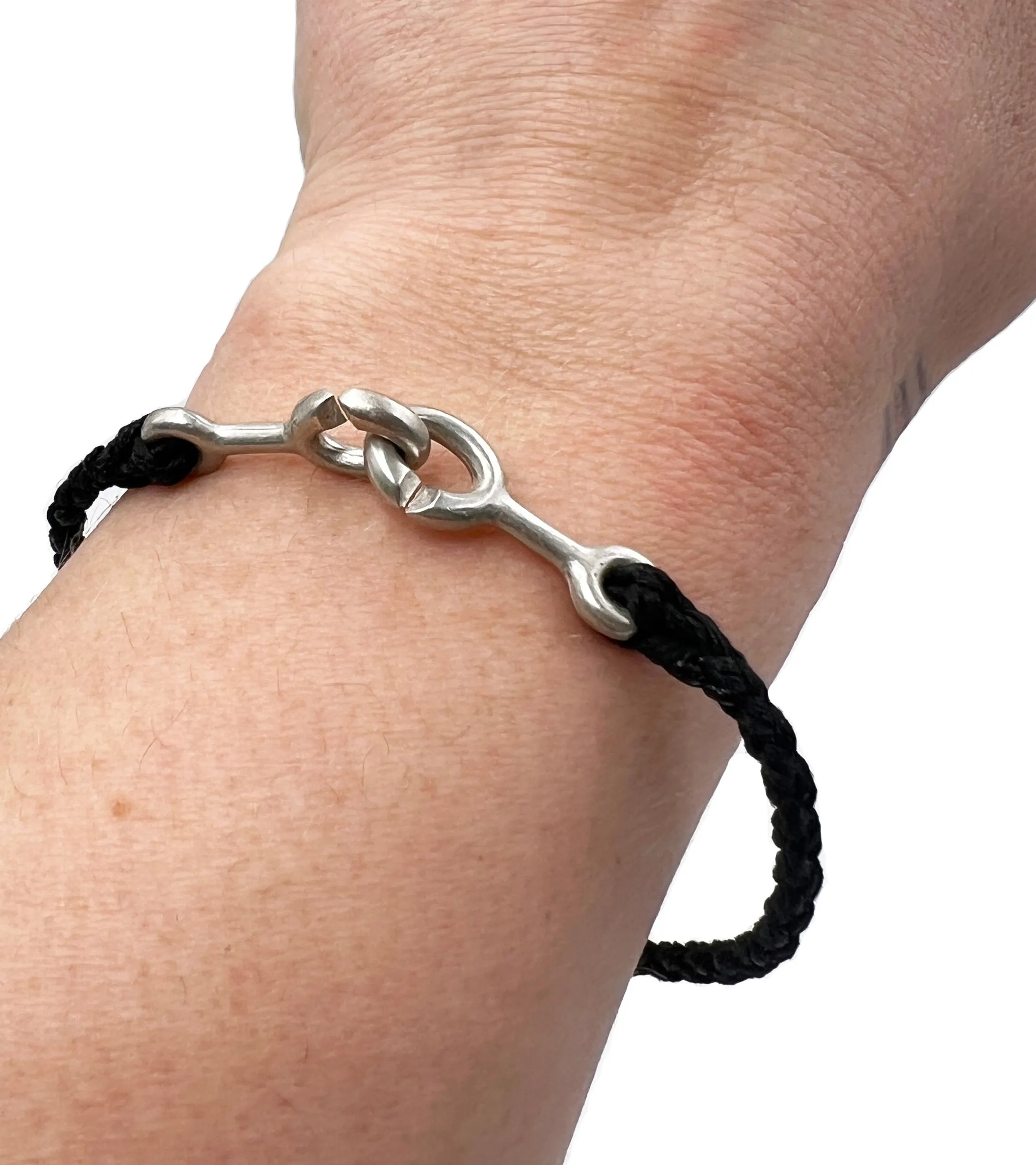 Sister Clasp Bracelet, Silver, Black