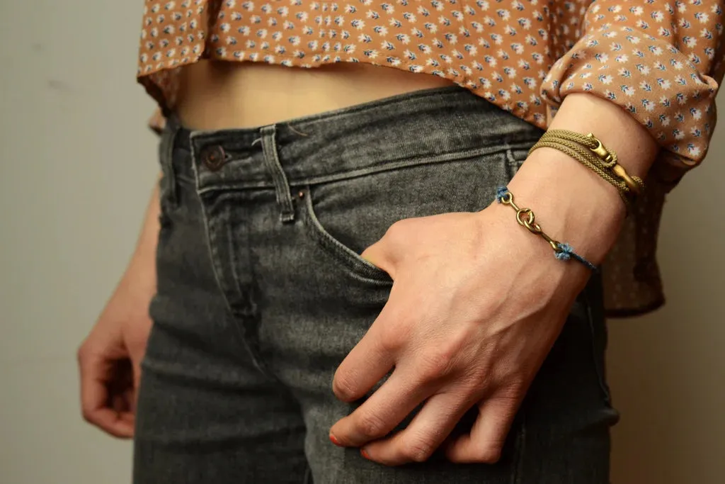 Sister Clasp Bracelet, Thin Brown Cord