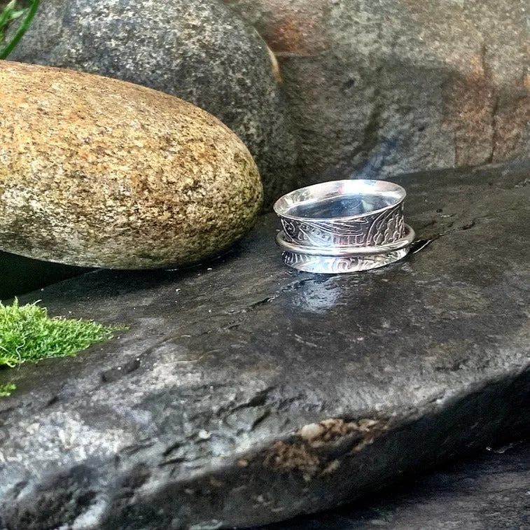 Sterling silver, spinner ring. UK size O