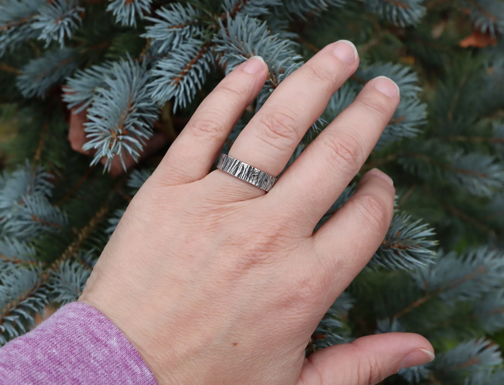 Sterling Silver Tree Bark Ring