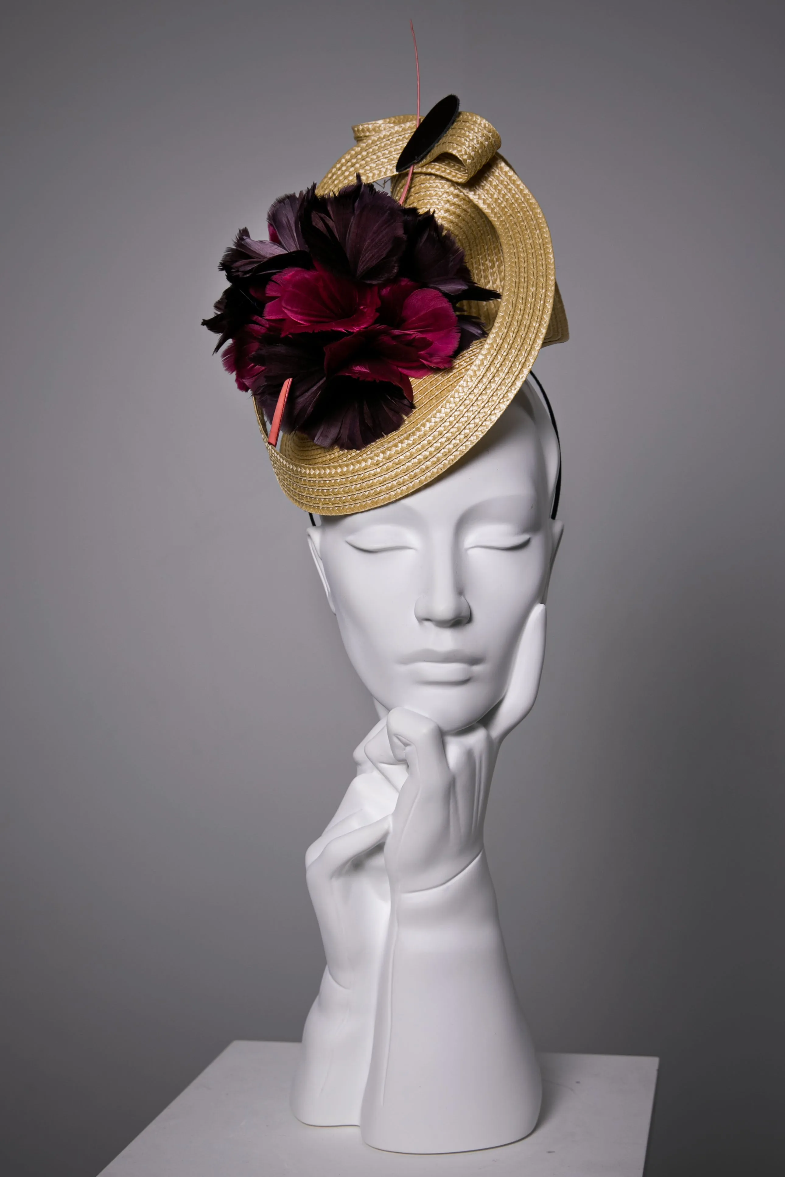 Straw Hat with Feather Flower - Mae