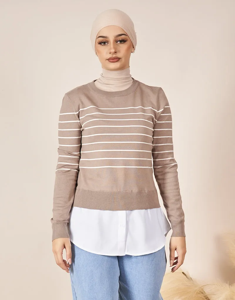 Stripe Knit Chiffon Jumper