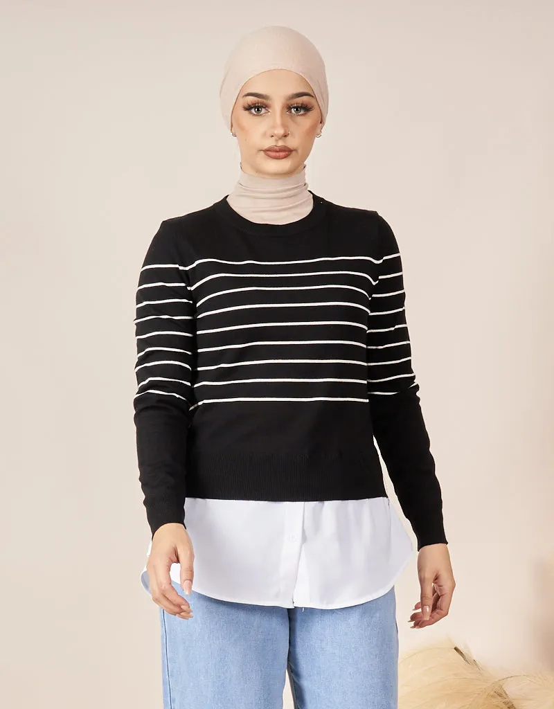 Stripe Knit Chiffon Jumper