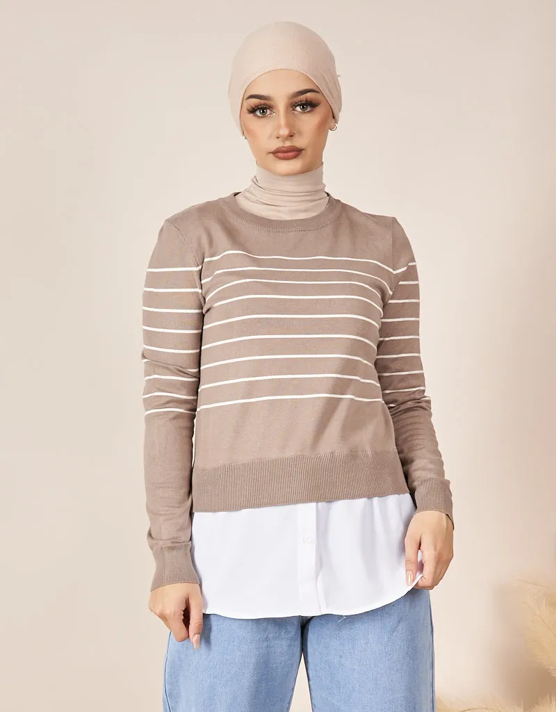 Stripe Knit Chiffon Jumper