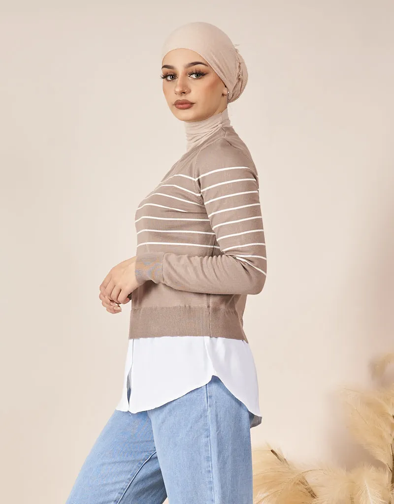 Stripe Knit Chiffon Jumper