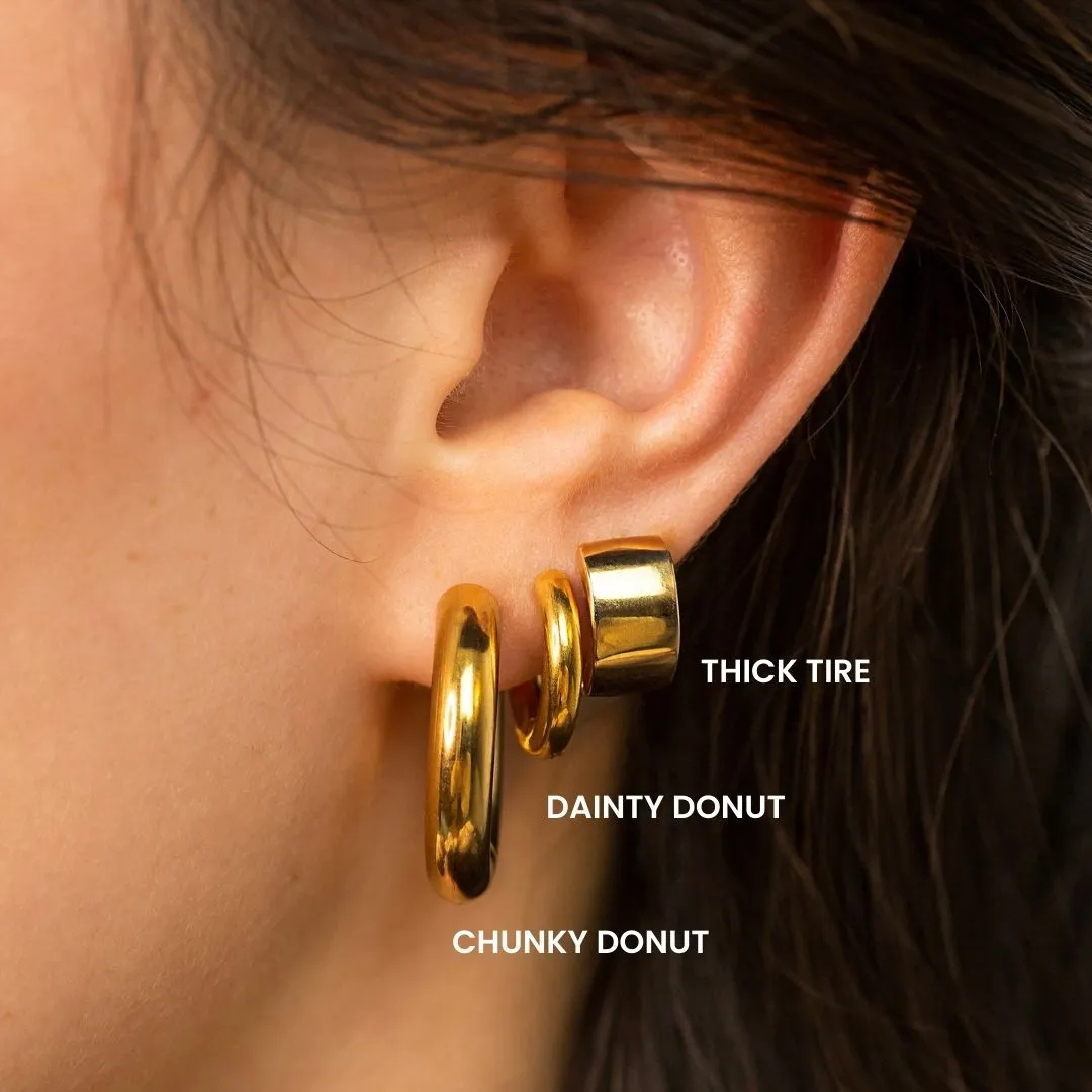 Thick Tire Locking Huggie Earrings