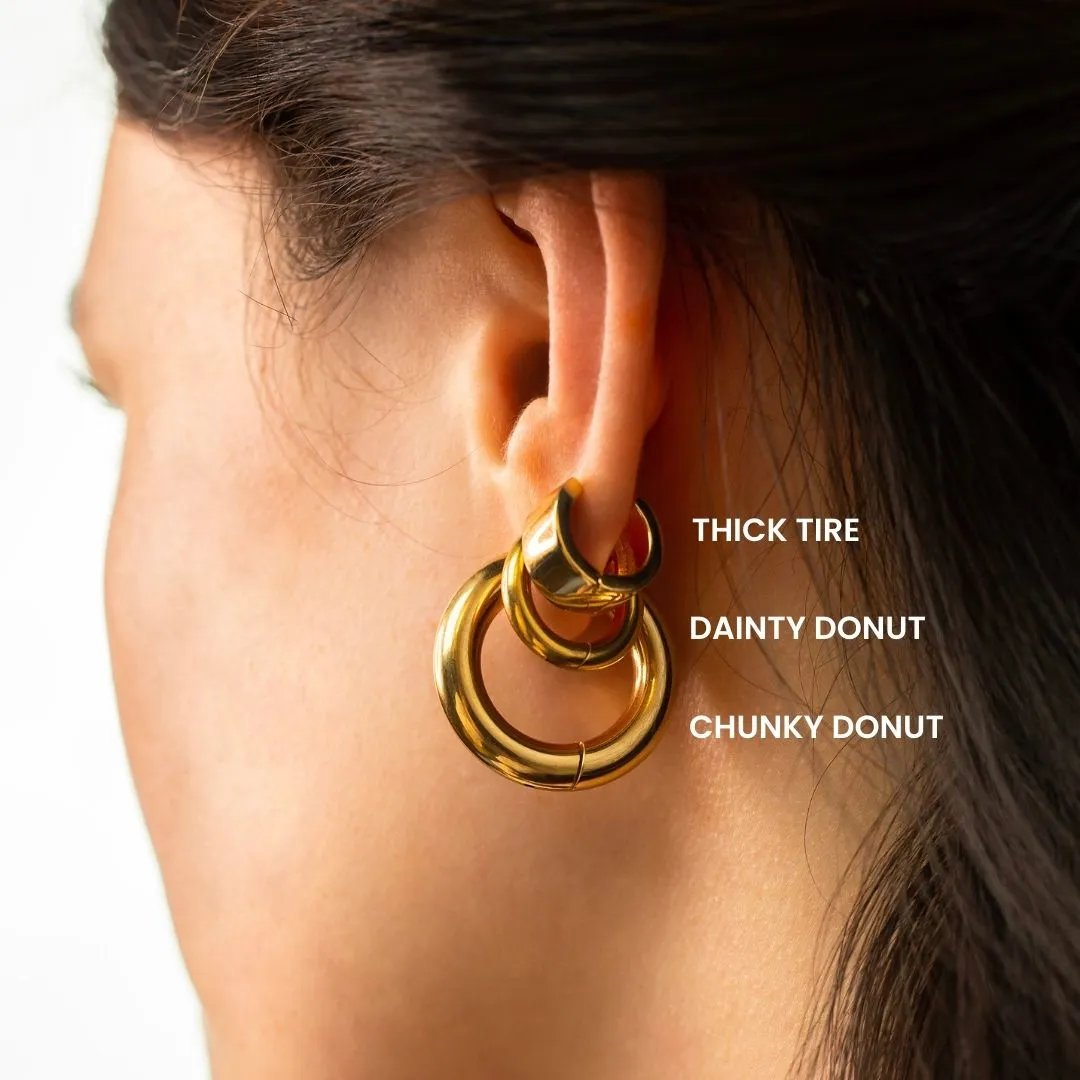 Thick Tire Locking Huggie Earrings