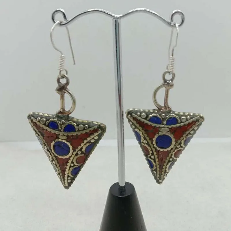 Triangle Shaped Dangle Earrings, Nepalese Earrings