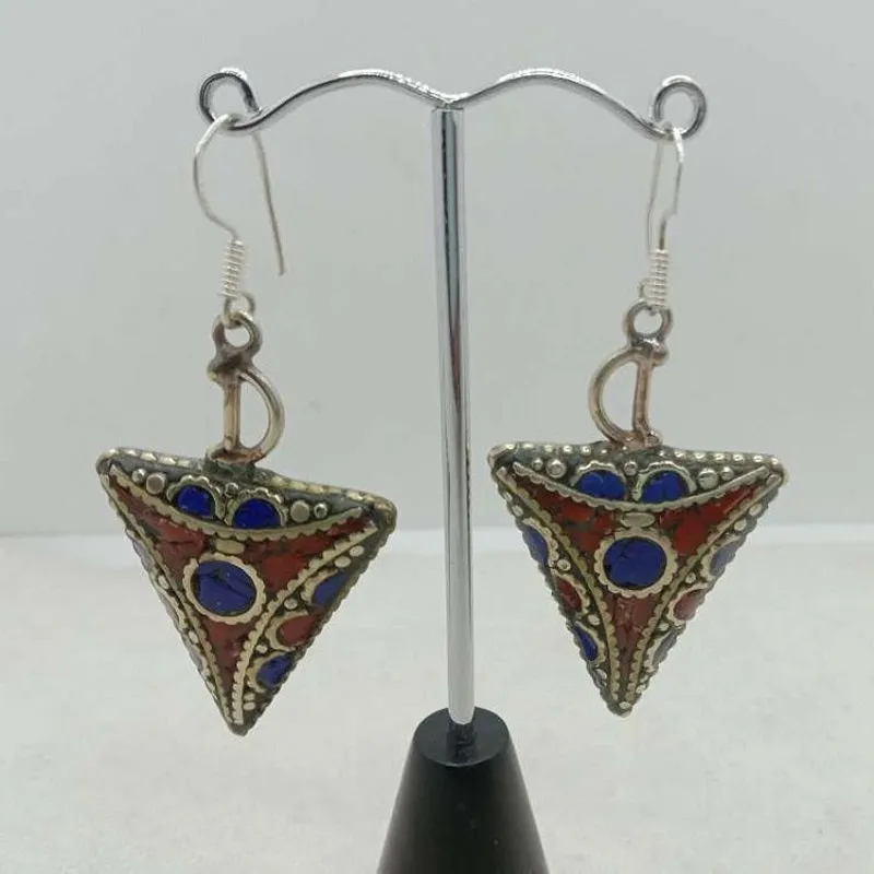 Triangle Shaped Dangle Earrings, Nepalese Earrings