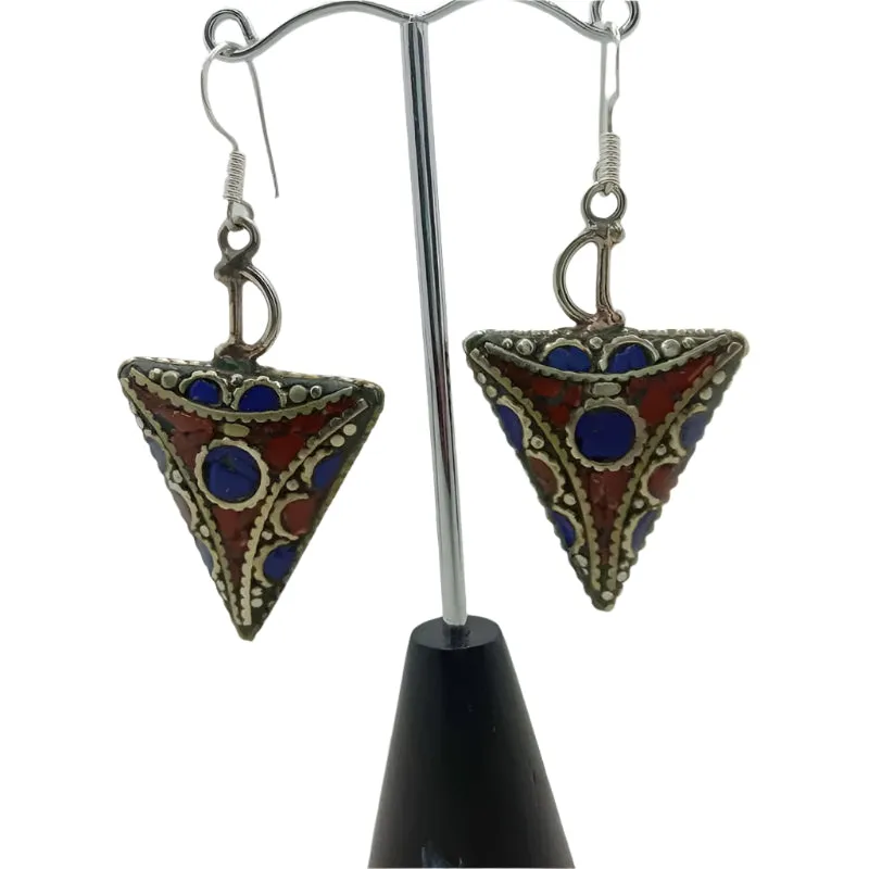 Triangle Shaped Dangle Earrings, Nepalese Earrings