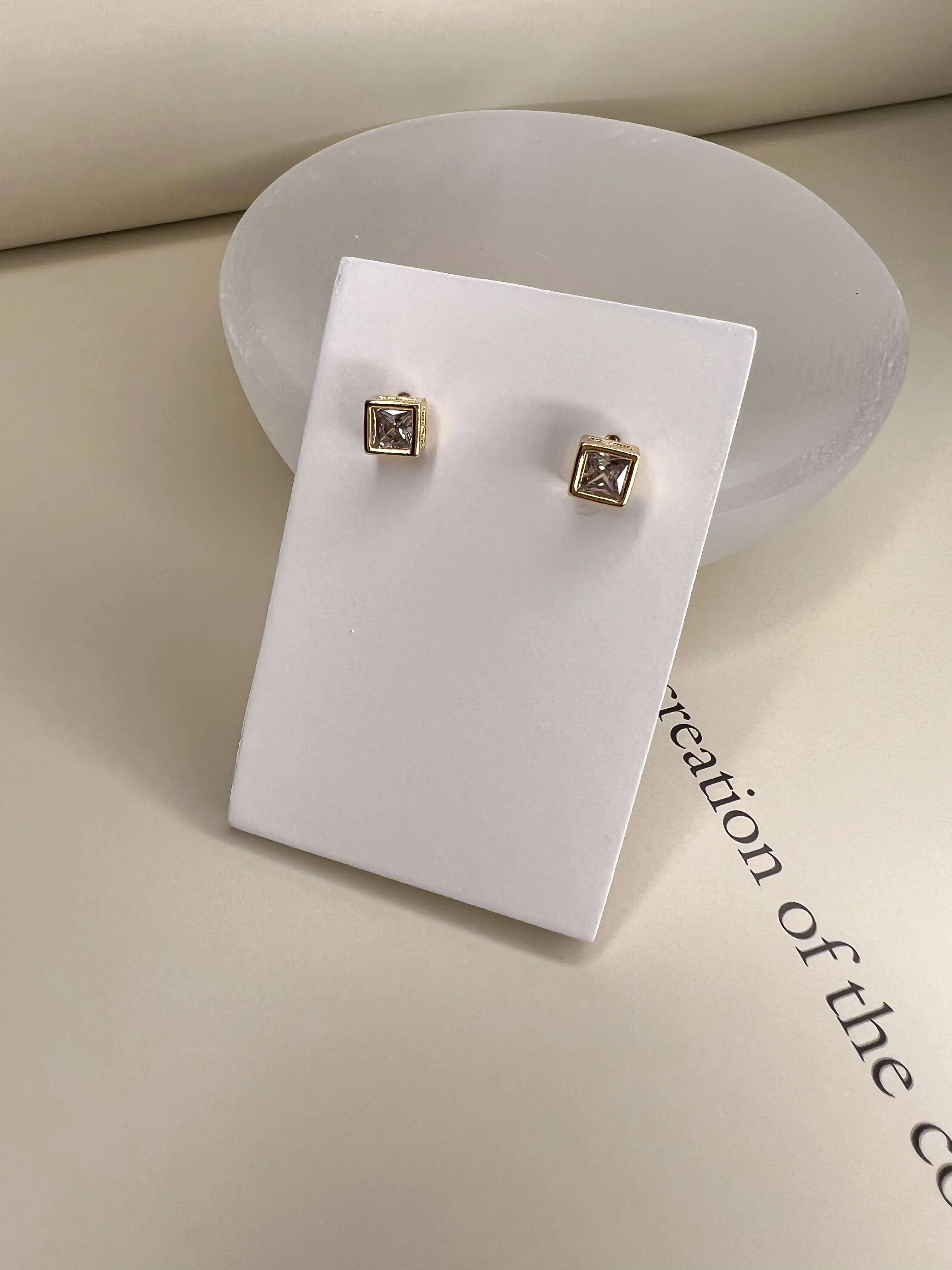 Velani Square Single CZ Earrings