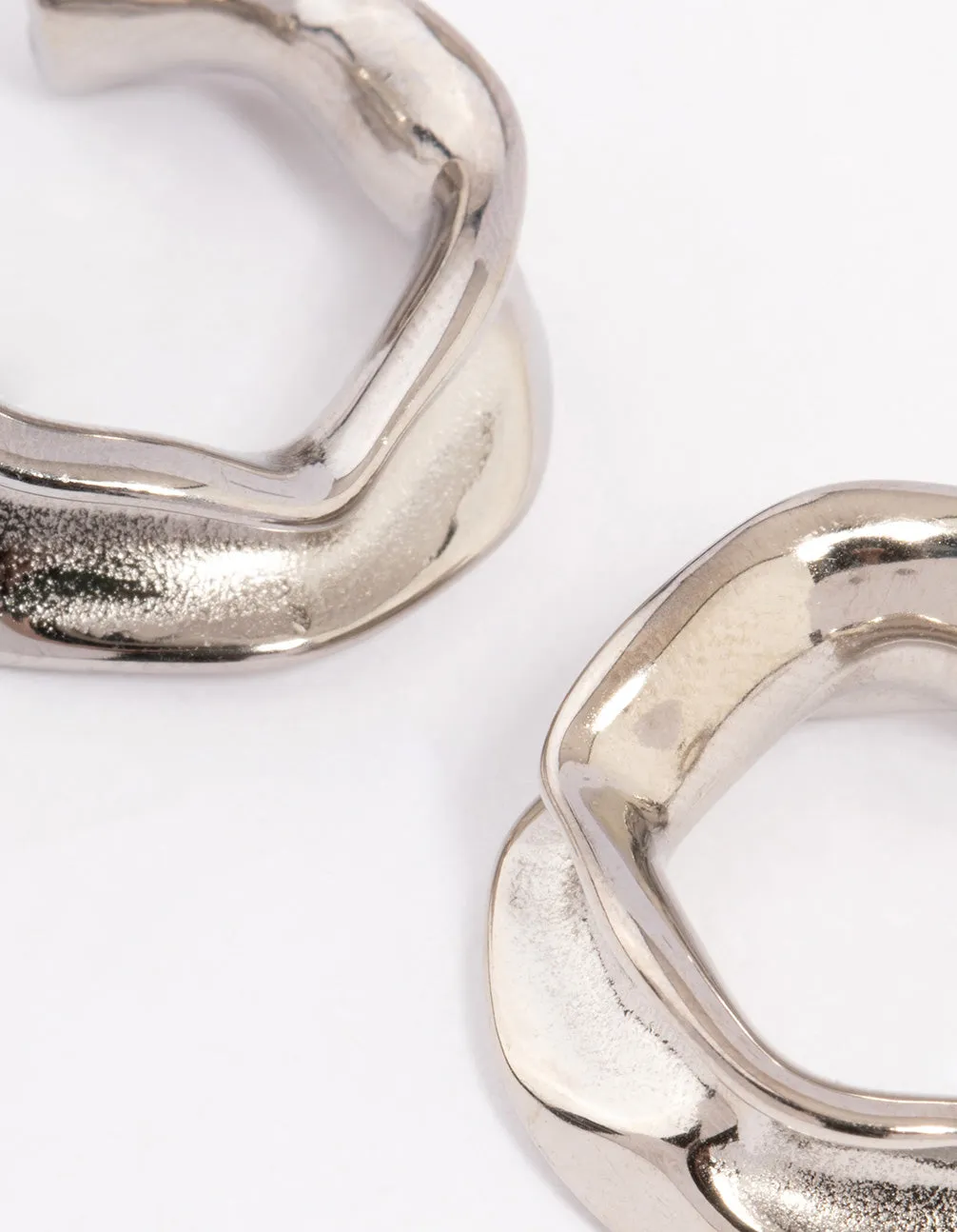 Waterproof Stainless Steel Medium Molten Hoop Earrings