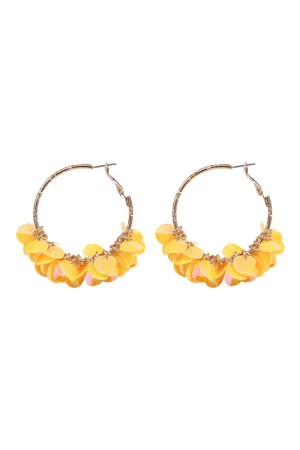 Yellow Sequin Dangle Hoop Earrings