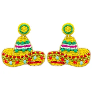 Yellow Sombrero Seed Bead Earrings